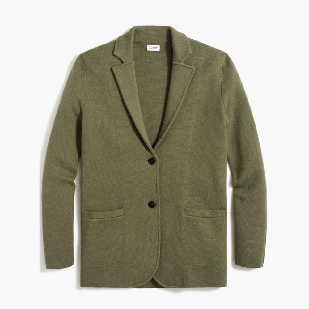 NWT J.Crew Classic Fitted Cotton Sweater Blazer Frosty Olive Green XL